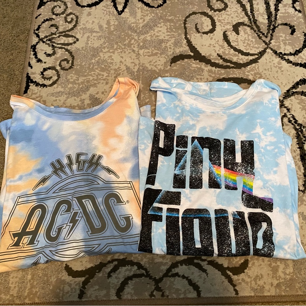 Womens plus size 22/24 - Lane Bryant - AC/DC Pink Floyd tye dye tshirts